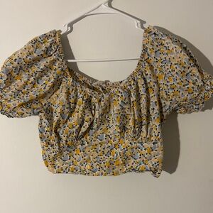 Elegant Floral Puff Sleeve Blouse